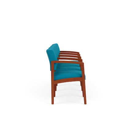 Lesro Lenox Wood 4 Seat Tandem Seating Wood Frame, Cherry, OH Waterfall Upholstery LW4103